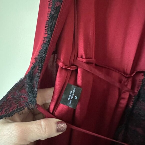 Jenni Kayne Silk Lace Short Sleeve Wrap Dress Red Womens Size M Valentines Day - Picture 8 of 10